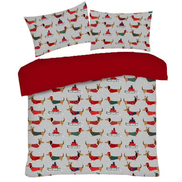 XMAS DUVET SET SNOWY SAUSAGE DOG XMAS