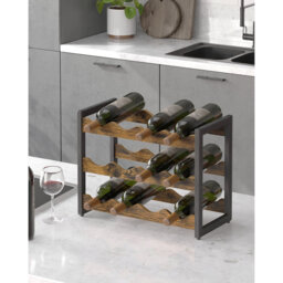 Alminus 12 Bottle Floor Wine Bottle & Glass Rack