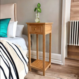 2 Tier Tall Bamboo Side Table With A Drawer
