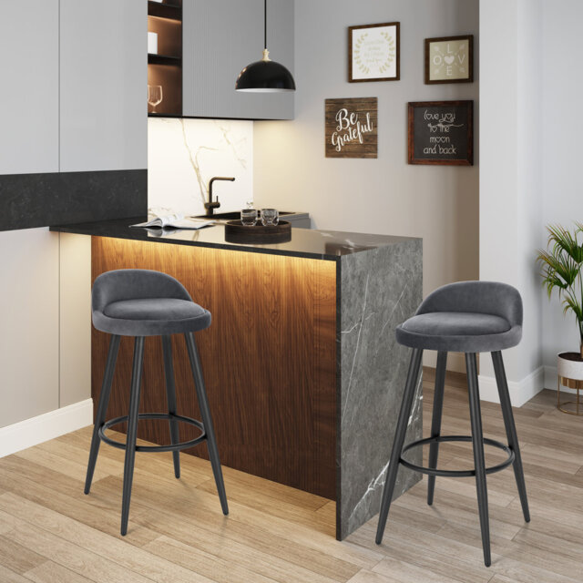Aaser Upholstered Counter Stool with Metal Frame