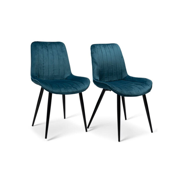Bella Dining Chairs - Set Of 2 - Teal And Chrome