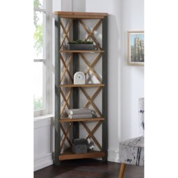 Calton 177cm H x 66cm W Steel Corner Bookcase