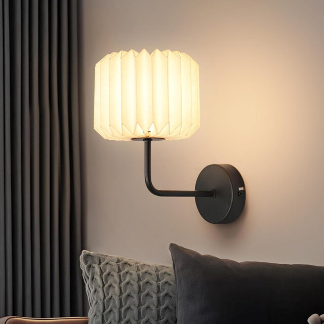Indoor Wall Light, Bedroom Wall Light - Retro Hallway Wall Light, G9 White, paper lampshade design, suitable for living rooms, hallways, bedside table