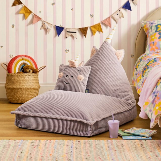 Kids Bertie Bear Corudroy Lounger Bean Bag