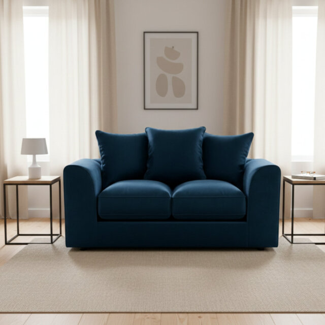 Plush Velvet 2-Seater Sofa With Cushioned Arms & Scatter Back Pillows