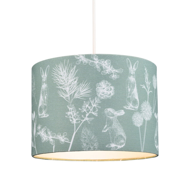 18cm H Cotton Blend Drum Lamp Shade ( Screw On ) in Green