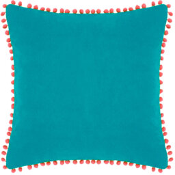 Velvet Pompom Velvet Pom Pom Feather Filled Cushion