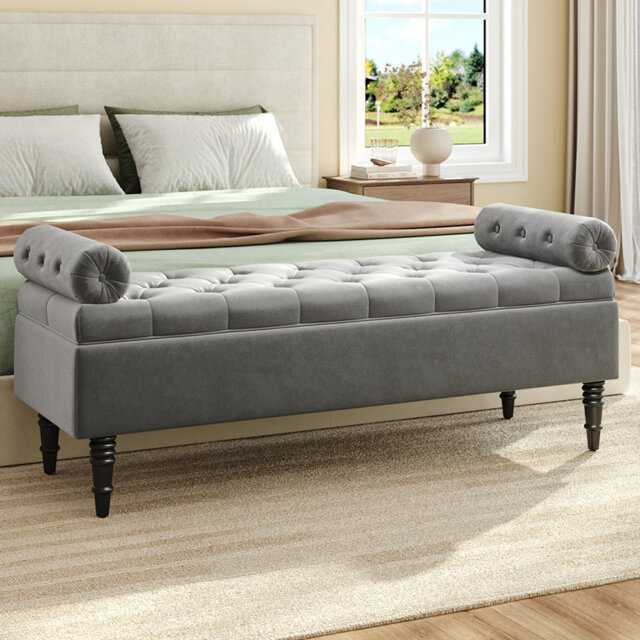 Ethelsville Upholstered Flip Top Storage Bench with Side Arms