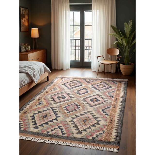 Parsa Kilim Rug by ELLE Decoration - Natural Living Room Rug Made of Jute, Hand-Woven Afghan Kilim Living Room, Bedroom, Dining Room