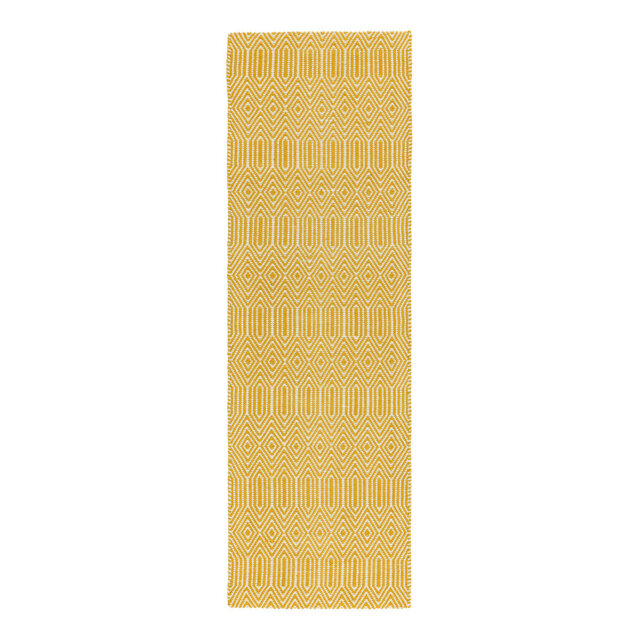 Momig Handmade Flatweave Cotton Mustard/White Area Rug