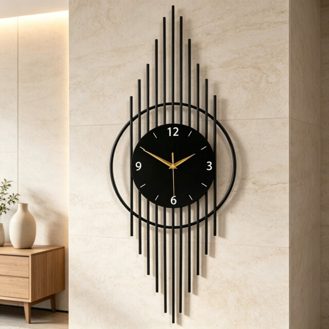 Large Unique Decorative Pendulum Wall Clock, Modern Silent Non‑Ticking Battery‑Powered Wall Clock, Stylish Wall Art Accent for Living Room, Bedroom, K