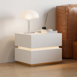 Davaun Modern Smart 2-Drawer LED Bedside Table With Wireless Charging Station