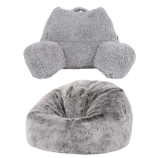 Bean Bag Bazaar Kids Kingston Faux Fur Classic Bean Bag and Reading Pillow Set