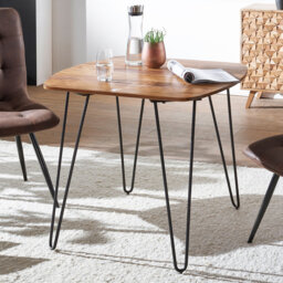 Aldona Solid Wood Top Metal Base Dining Table