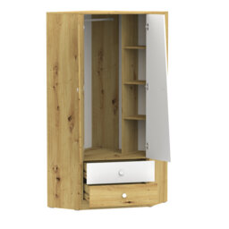 """Nantes 2"" corner wardrobe, artisan oak/Artisan oak high -gloss/White high -gloss color"