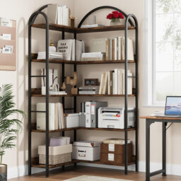 173.99cm H x 54.1cm W Metal Corner Bookcase