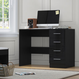 Eva High Gloss 4 Drrawer Dressing Table - H: 72cm x D: 39.5cm x W: 99cm