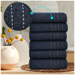 6 Pack Premium Ribbed Cotton Towels, Everyday Comfort Hand, Bath Towels & Sheet, Soft Feel, Quick Dry & Highly Absorbent