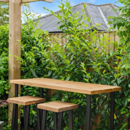 Rustic Outdoor High Bar Table with Parasol Hole