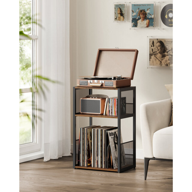 Record Player Stand 3 Tier Side End Table Vinyl Storage