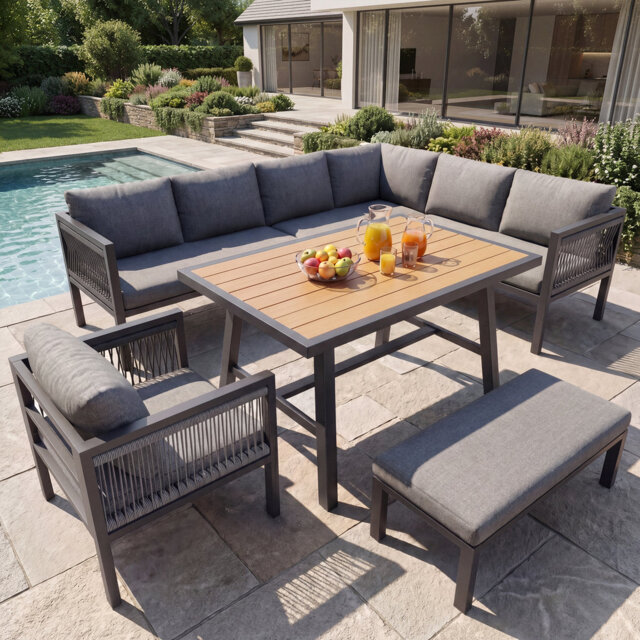 6-Piece Outdoor Corner Sofa Set With Cushions For Patio & Balcony