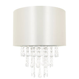 Modern Satin Fabric Pendant Light Shade with Acrylic Droplets