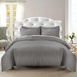 Imperial Homeware London Microfiber Striped Duvet Cover Set with Pillowcases Included