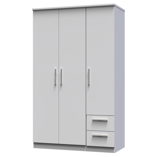 Borgeson Triple Small Drawer Wardrobe in Kashmir Gloss & Bardolino Oak