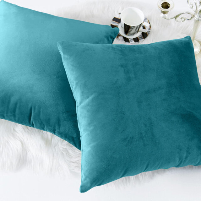 Square Luxury Velvet plush Cushion cover sofa throws Pack of 2