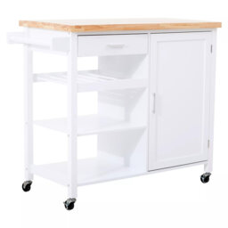 Lencautan Solid Wood Top Kitchen Cart