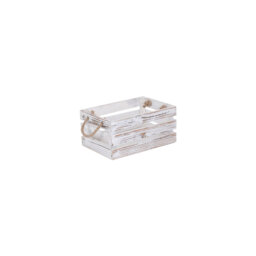 Distressed Rope Handled Wooden Storage Crate Basket