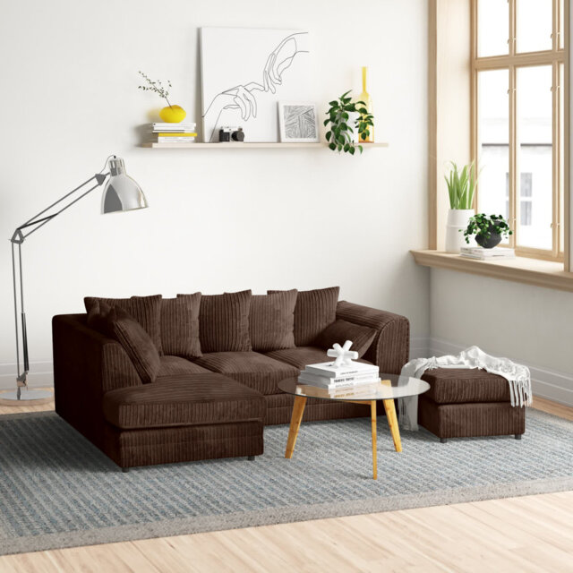 Moana 3 - Piece Upholstered Corner Sofa Chaise with Ottoman