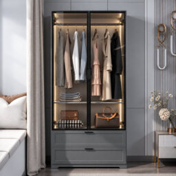 Bubalo Armoire, Wardrobe with Human Body Sensor Light