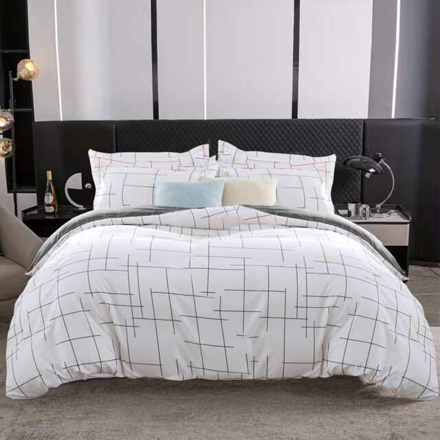 Aspire Homeware Geometric Shapes Duvet Cover Set with Pillowcases for Trendy Bedroom Style