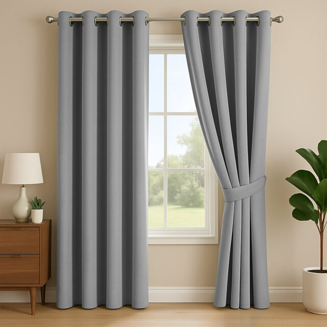 Luxury 100% Linen Blackout Curtain Panels â Thermal Insulated Eyelet Grommet Room Darkening Drapes for Bedroom & Living Room (Set of 2)