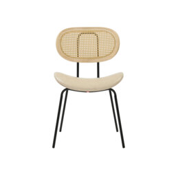 46cm H Polyurethane Upholstered Metal Round Back Parsons Chair in LATTE