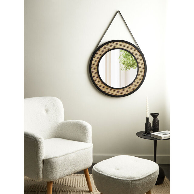 Candon Solid Wood Round Wall Mirror