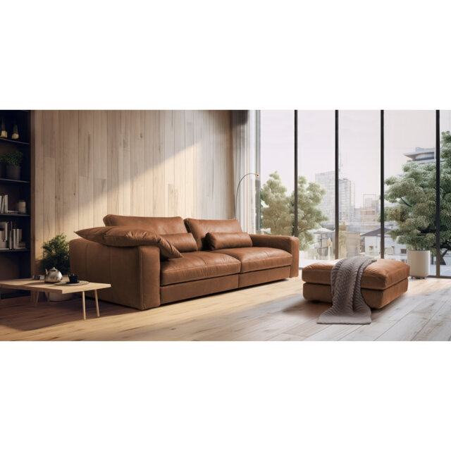 Parven 4 Seater Genuine Aniline Leather Big Sofa