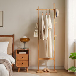 Solid Wood Freestanding 5 - Hook Coat Rack With 5 Hooks