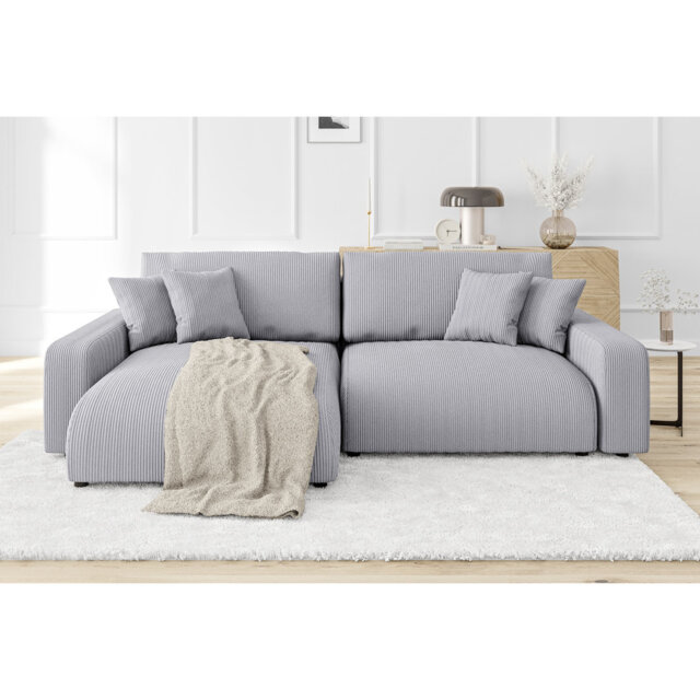 Gisela Sleeper Corner Sofa Chaise Bed with Storage Cord Fabric