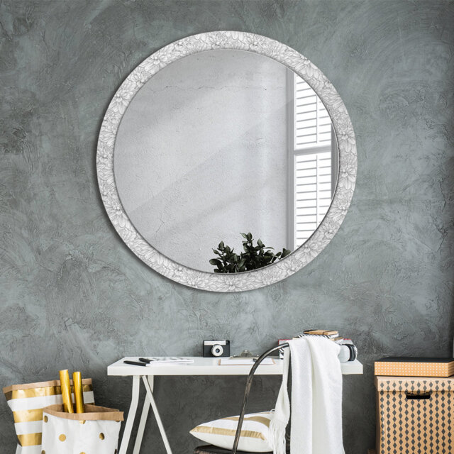 Huldar Round Glass Framed Wall Mounted Accent Mirror in Gold