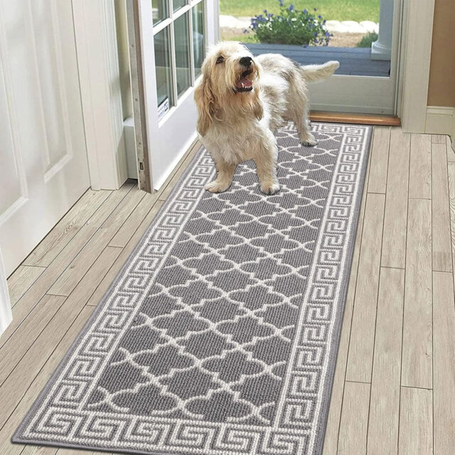 Non Slip Runner Rugs for Hallway 60 x 180 cm, Hall Runners Carpet Narrow Rug,Washable Kitchen Rug Mat Grey