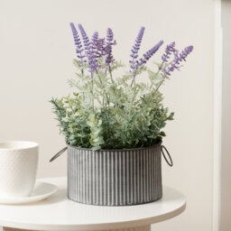37.5cm Faux Lavender in Iron Pot