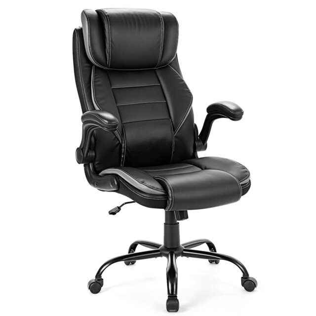 Big and Tall Ergonomic Executive Office Chair – 400lbs Capacity – High Back, Leather, Adjustable Headrest – Pocket Season Lumbar Support, Wide Seat –