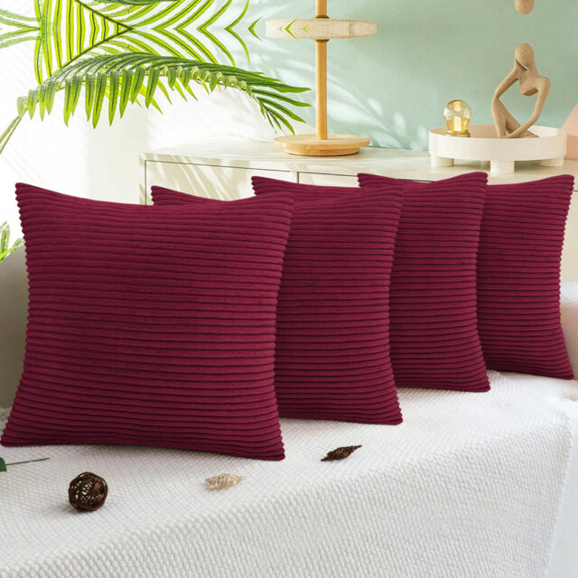 Striped Square Scatter Crushed Velvet Cushion Cover (Set of 4)