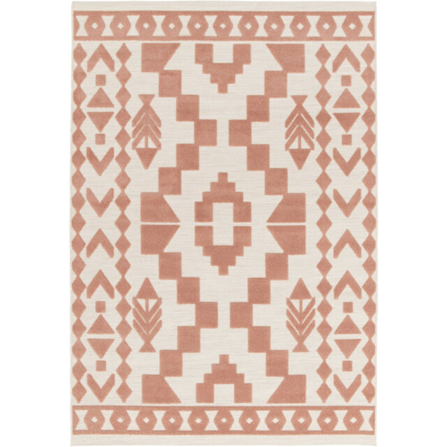 Tyshawn Machine Woven Relief Indoor Outdoor Pink Area Rug