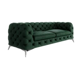 Chesterfield Sofa  3 Seater with Silver Metal Legs