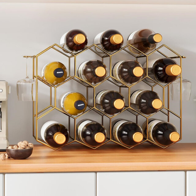Tabletop Wine Bottle Rack Gold