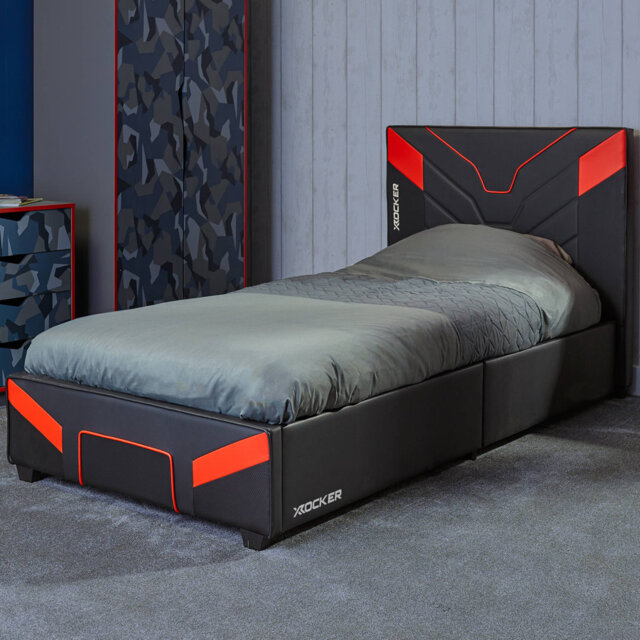 X Rocker Cerberus Single Ottoman Gaming Bed - Black / Red