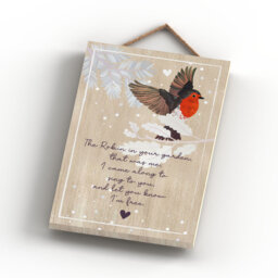 Robin In Your Garden Festive Wooden Plaque Vivid Squid Wholesale Wall Decor